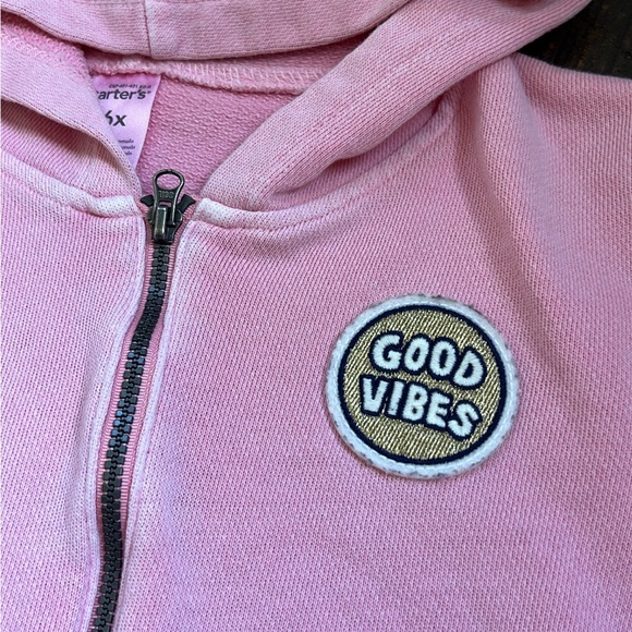 Carters pink good vibes only zip hoodie girls size 6x - Picture 2 of 3